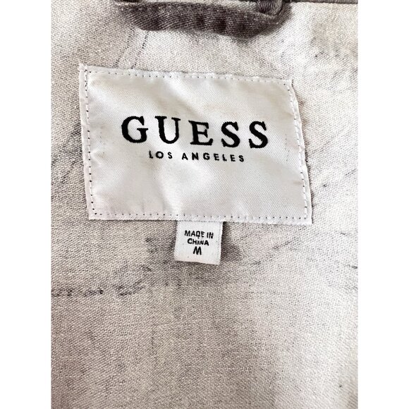 Guess Los Angeles Jacket Sz M Beaded Details Star Feather Print Drawstring Waist - Picture 16 of 16